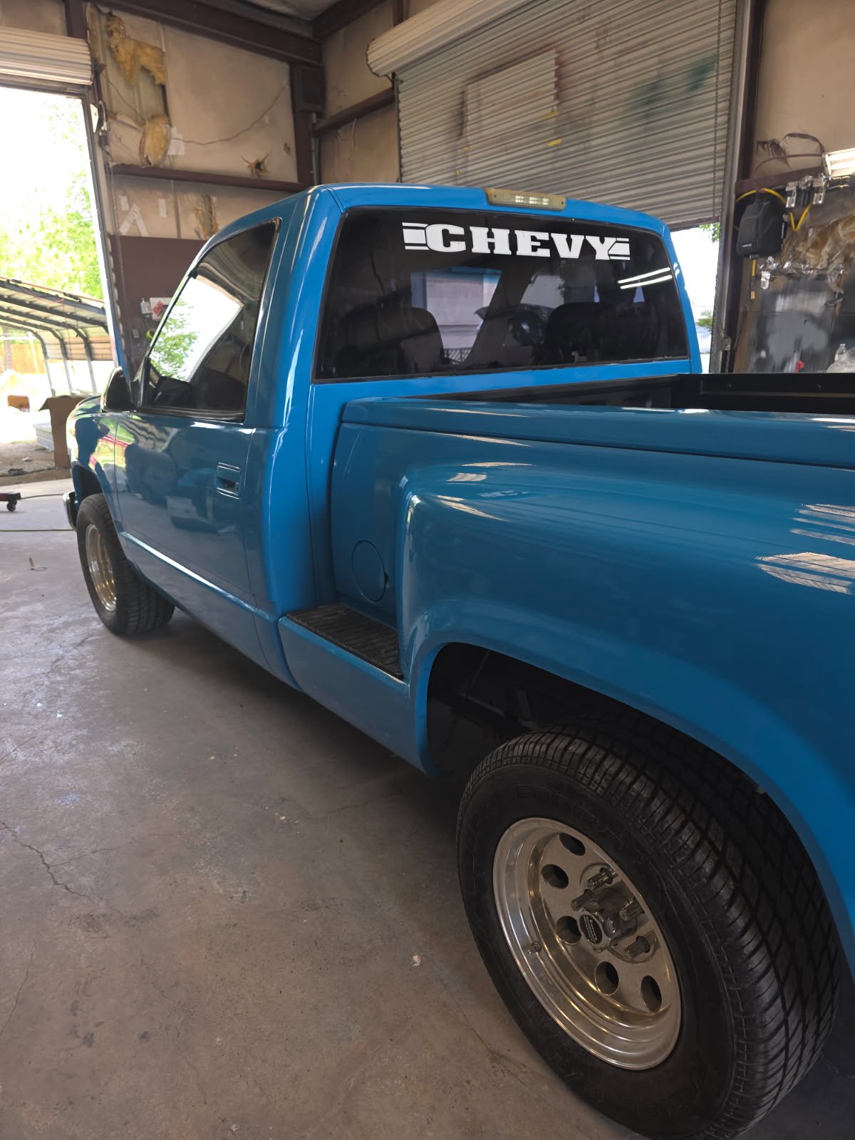 Blue truck after paint work
