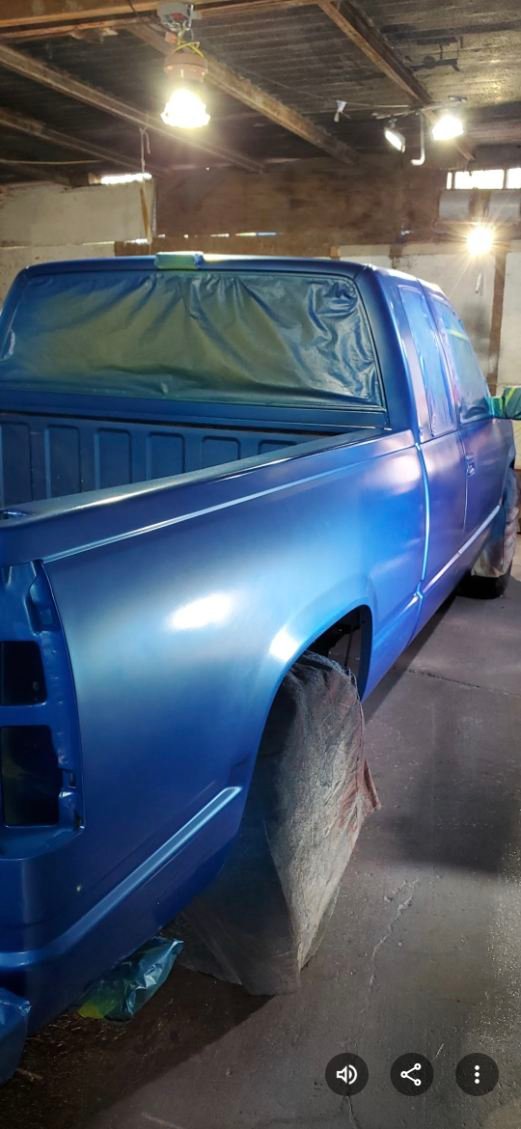 Truck during refinishing